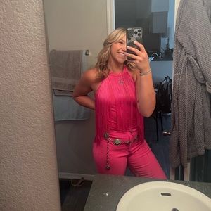 SHEIN Fringe Halter Tank Top